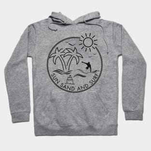 Sun Sand and Surf Graphic Design White T-shirt Hoodie